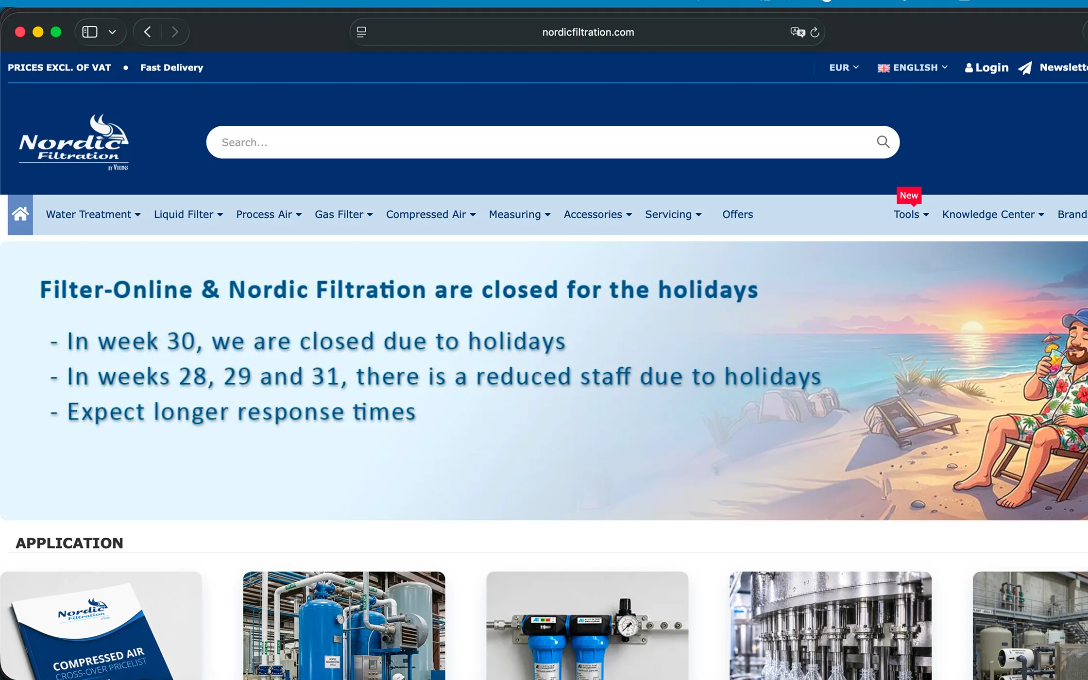 Nordic Filtration B2B storefront on Magento Open Source