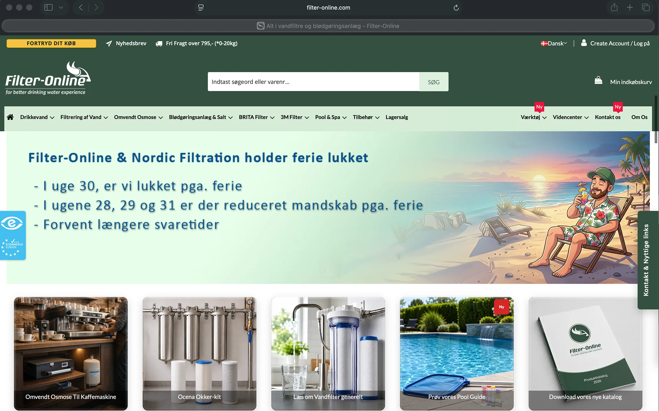 Filter-Online multilingual Magento storefront homepage
